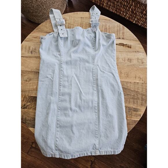Top Shop Bleach Denim Jean Romper Dress Women's Size 10 Moto - Picture 1 of 10